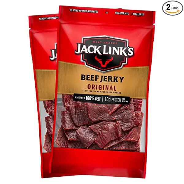 Beef Jerky, Original – Great Everyday Snack, 10g of Protein and 80 Calories, Made with 100% Beef – 96% Fat Free, No Added MSG** – 9 Oz. (Pack of 2)