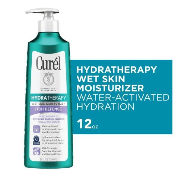 Curel Hydra Therapy Itch Defense Wet Skin Moisturizer Lotion, 12 fl oz