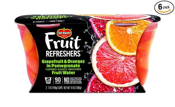 Fruit Refreshers Snack Cups, Grapefruit & Oranges in Pomegranate Fruit Water, 7-Ounce Cups, 6-Pack of 2-Count Boxes (12 Cups Total)