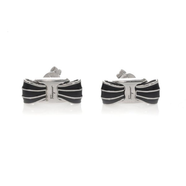 Ferragamo Vara Sterling Silver And Enamel Earrings 705388