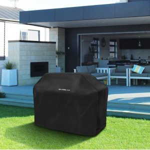 SHINE HAI 64-Inch BBQ Grill Cover, Waterproof 600D Heavy Duty Gas Grill Cover for Weber Brinkmann, Char Broil, Holland and Jenn Air, Black
