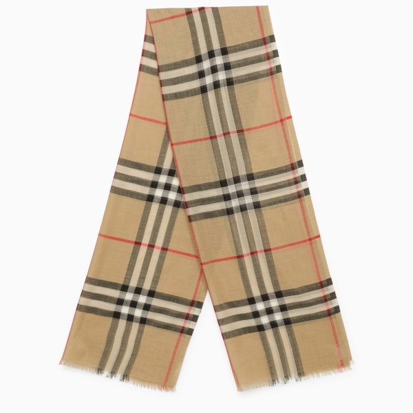 Wool and silk scarf with Check motif