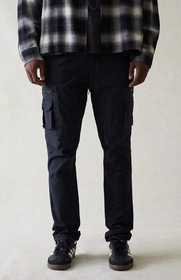 Eco Stretch Black Slim Cargo Pants |