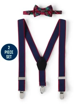 Boys Plaid Bow Tie And Suspenders Set - Family Celebrations Red | Gymboree