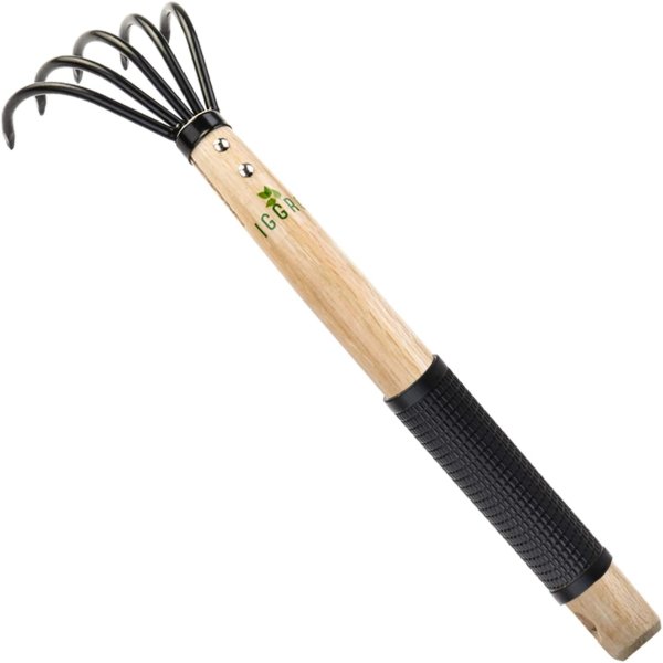 Garden Rake with Ergonomic Wooden Handle