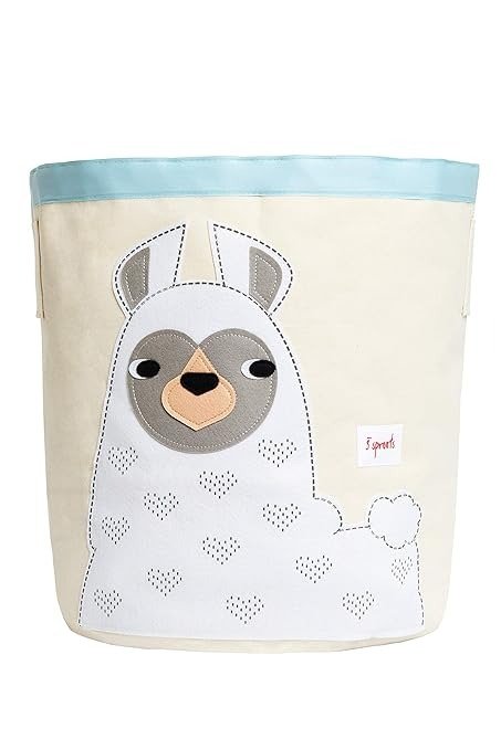 Canvas Storage Bin - Laundry and Toy Basket for Baby and Kids, Llama