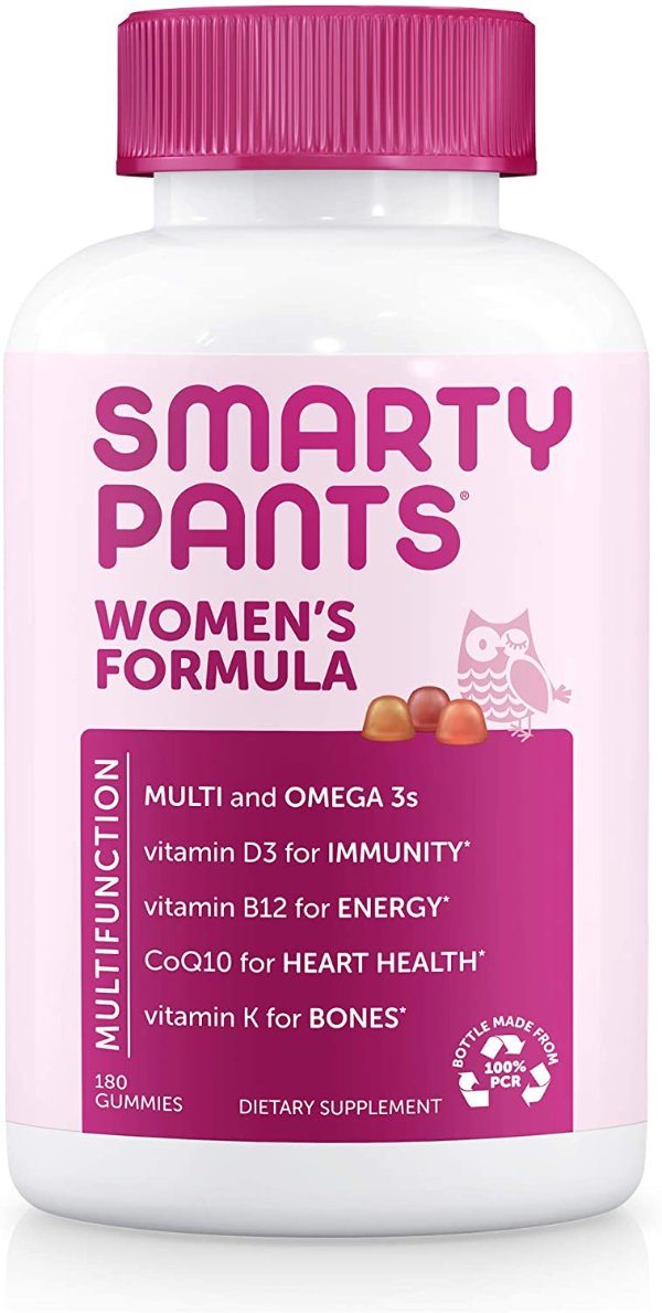 Women's Formula Gummy Vitamins: Gluten Free, Multivitamin, CoQ10, Folate (Methylfolate), Vitamin K2, Vitamin D3, Biotin, Methyl B12, Omega 3 DHA/EPA Fish Oil, 180 count (30 Day Supply)