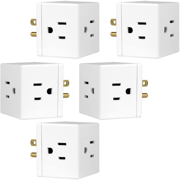 3-Outlet Extender Wall Tap Cube 5 Pack