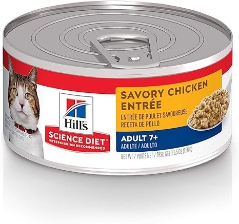 Wet Cat Food, Adult 7+ for Senior Cats, Savory Chicken Recipe, 5.5 oz. Cans, 24-Pack
