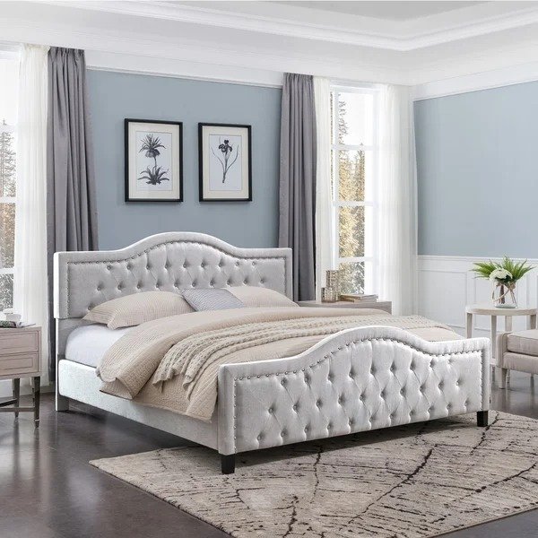 Virgil Fully-Upholstered Traditional King-Sized Bed Frame by Christopher Knight Home