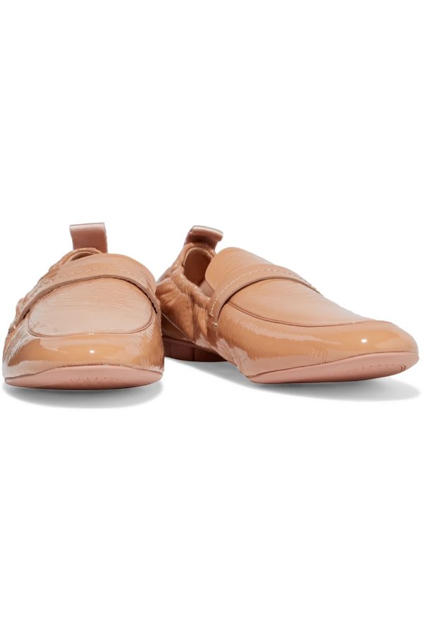 Lipari crinkled patent-leather loafers