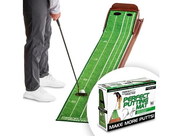 PRACTICE Putting Mat - Indoor Golf Putting Green with 1/2 Hole Training