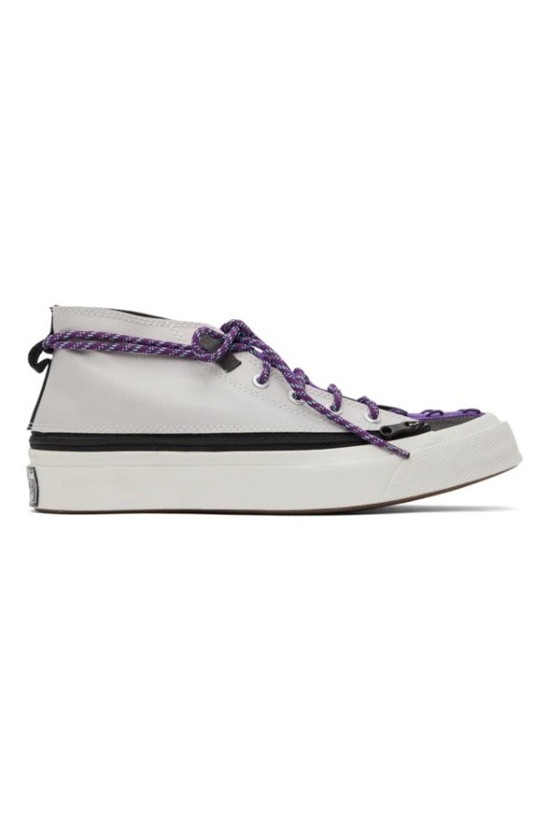 Grey & Purple Deck Star Zip Sneakers