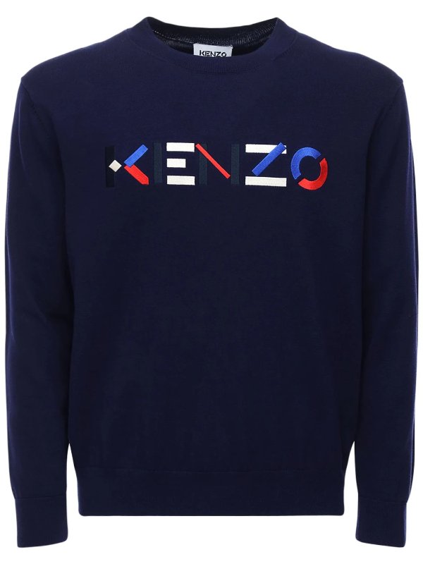 LOGO EMBROIDERY COTTON KNIT SWEATER