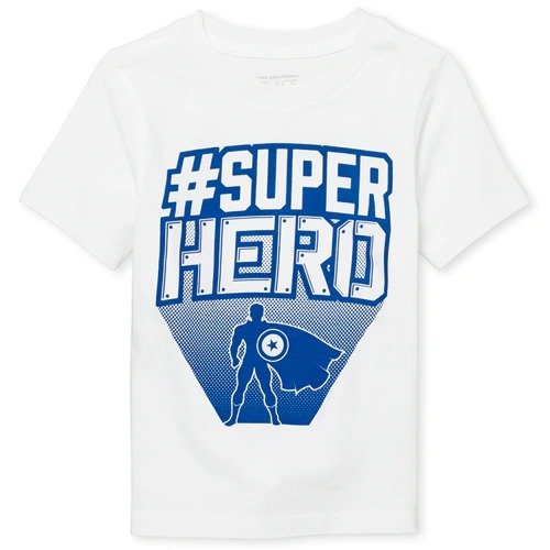 Baby And Toddler Boys Short Sleeve 'Hashtag Superhero' Graphic Tee