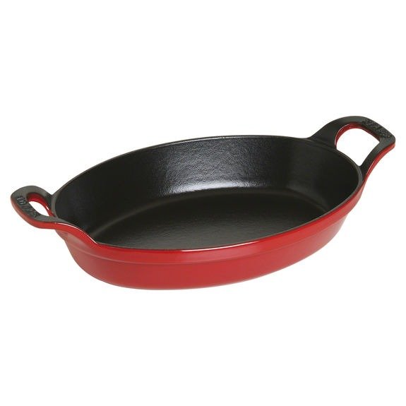 Cast Iron 11x8" Oval Baking Dish, Red
