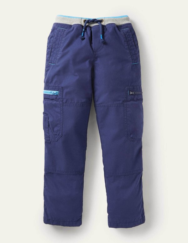 Cosy Lined Cargo Pants - College Navy | Boden US