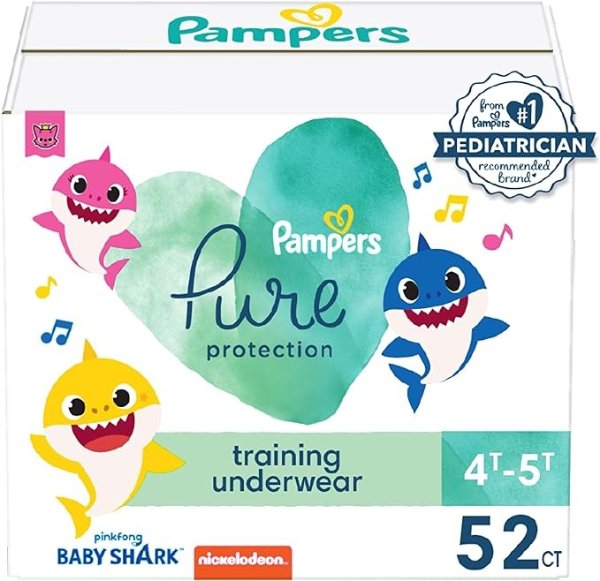 Pure Protection Training Underwear, Baby Shark, 4T-5T, 52 Count