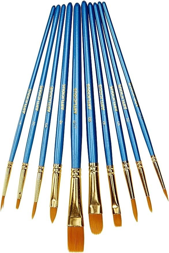 Paint Brushes - Acrylic Paint Set and Detail Paint Brushes for Kids - Use with Craft, Watercolor, Oil, Gouache Paints, Face Art, Washable Paints, Miniature Detailing and Rock Painting