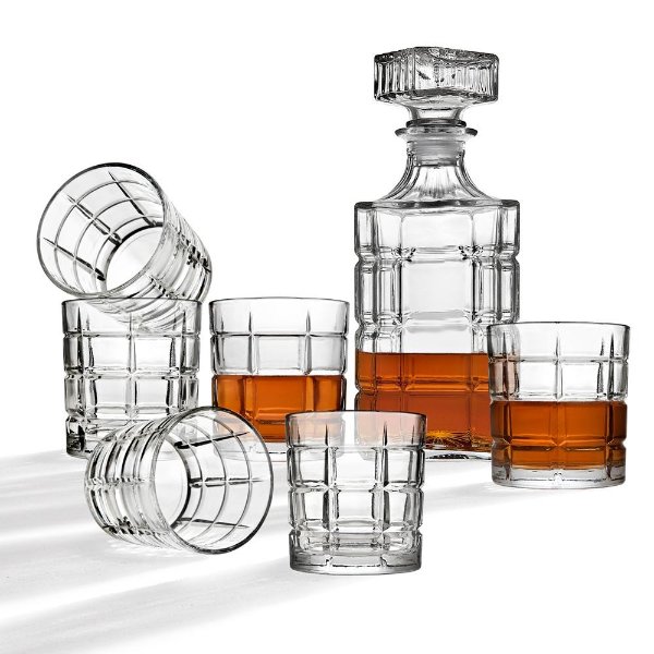 Clear Crystal Decanter and Cocktail Glass Set (Set of 7)-45309 - The Home Depot