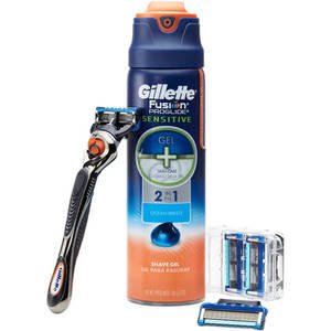 Gillette Fusion Razor Blade Refill Bonus Pack With Shave Gel includes FREE handle