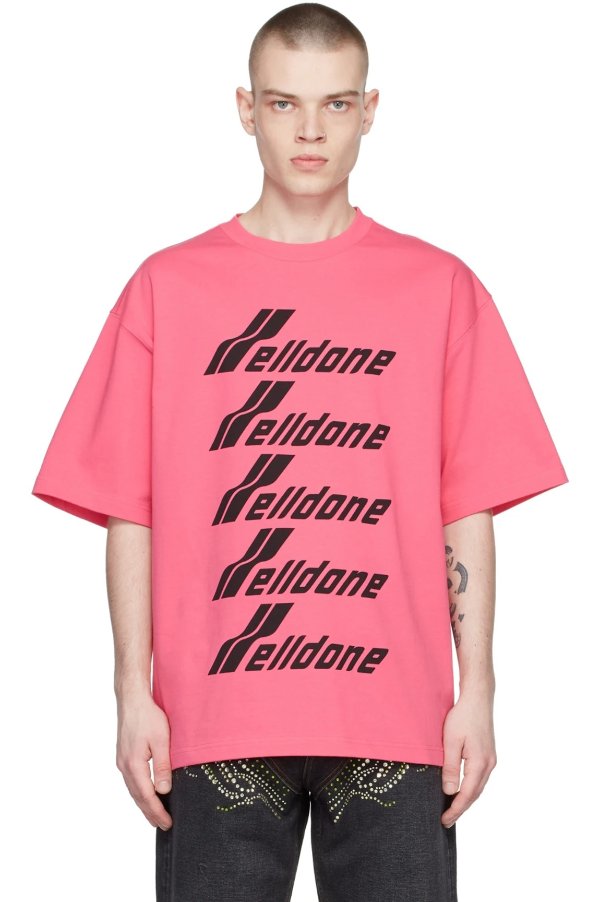 Pink Cotton Front Logo T-Shirt