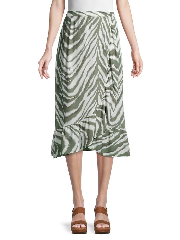 Tiger-Print Wrap Skirt
