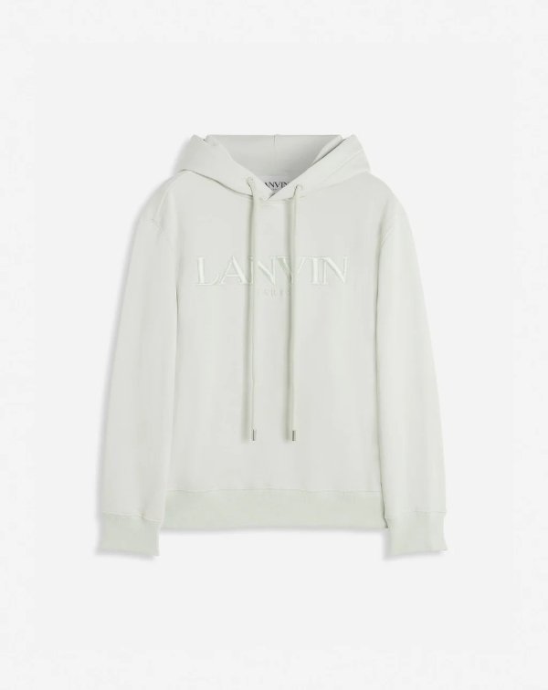 Classic fit lanvin embroidered hoody in cotton fleece