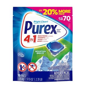 Purex 4-in-1 Laundry Detergent Pacs, Mountain Breeze, 70 Count