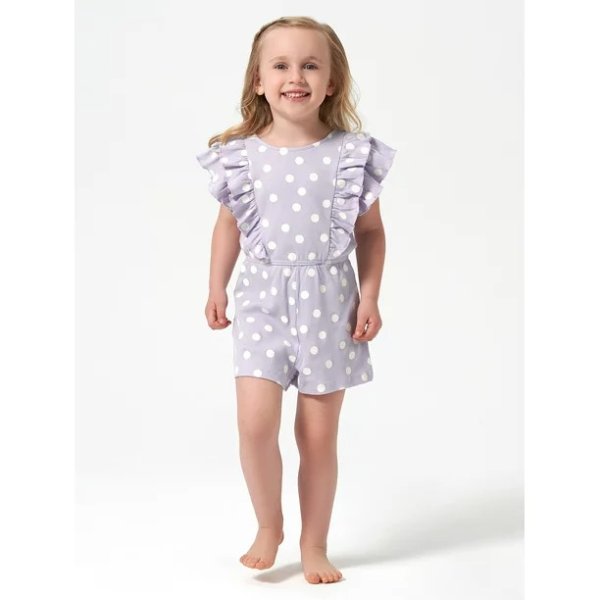 Modern Moments By Gerber Baby & Toddler Girl Ribbed Ruffled Romper, (12 months - 5T)