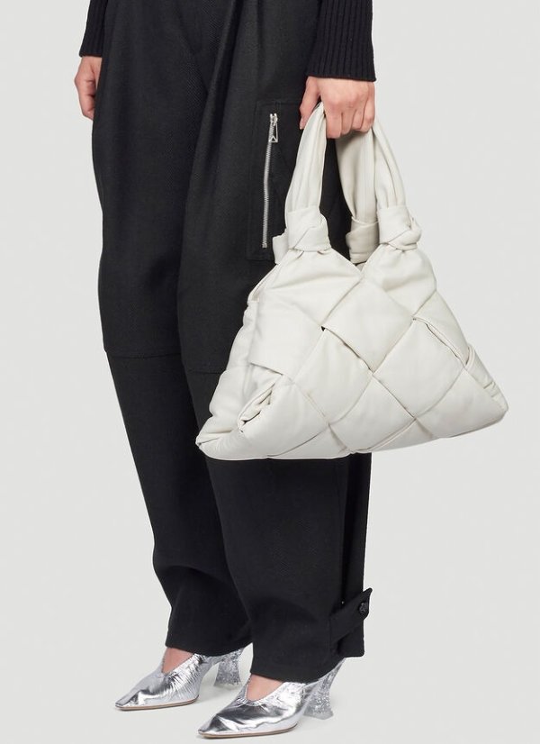 Padded Lock Handbag in White