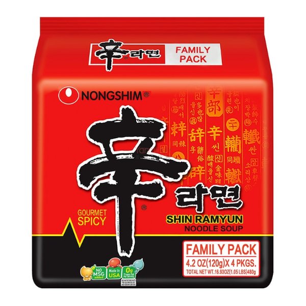 NONGSHIM Spicy Shin Ramen - Instant Noodle Soup, 4 Packs* 4.2oz