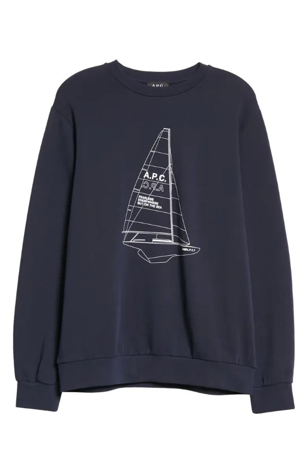 Nicolas Boat Graphic Crewneck Sweatshirt