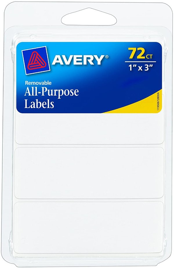 Removable Writable Rectangular Labels, 1 x 3 Inch, White