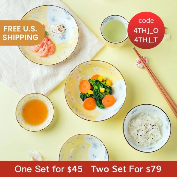 【4th of July Sales】[Made in Japan] 6-piece Japanese Style Dinnerware Set（Use Code: 4THJ_O, for $45/One Set; Use Code: 4THJ_T, for $79/Two Set）