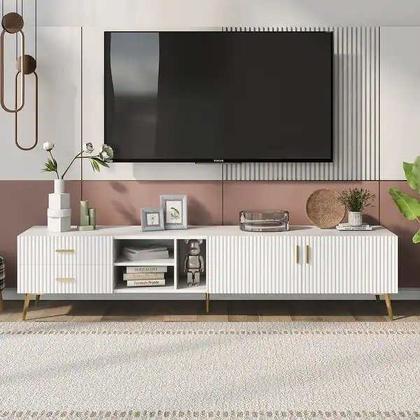Mid Century Modern TV Stand for TVs up to 77", TV Console Media Cabinet with Storage, Entertainment Center for Living Room
