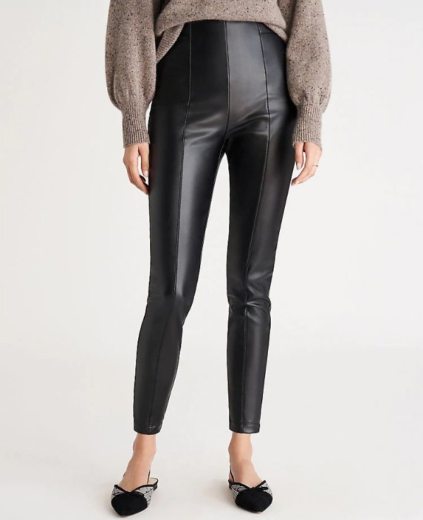 The Side Zip Faux Leather Legging | Ann Taylor