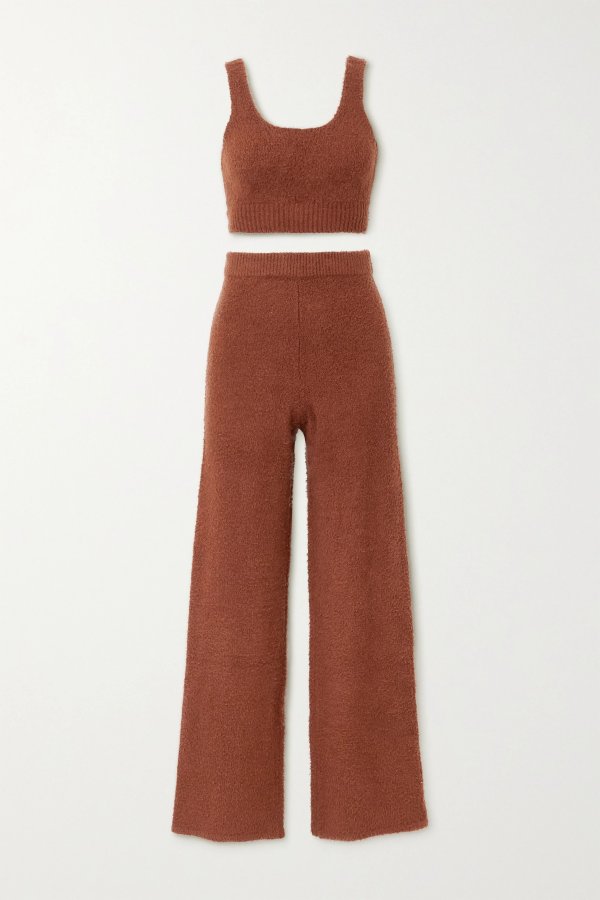 + NET SUSTAIN Isle organic cotton-boucle cropped top and wide-leg pants set