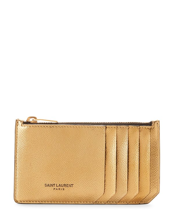 Gold Zipped Leather Card Case