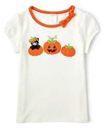 Girls Short Sleeve Embroidered Cat And Pumpkin Top - Lil' Pumpkin | Gymboree