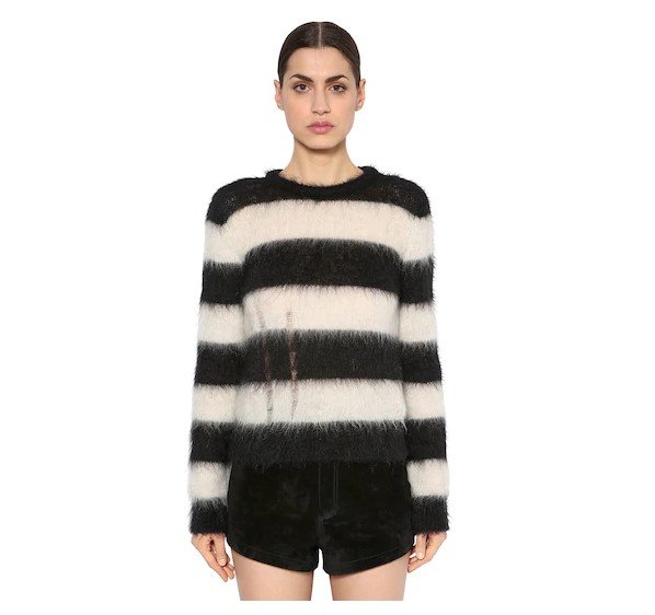 DESTROYED BRUSHED MOHAIR KNIT SWEATER
