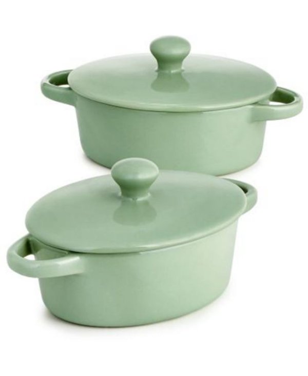 Sage Oval Stoneware Cocottes, Set of 2, Created for Macy's