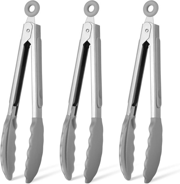 Hotec Mini Silicone Kitchen Tongs for Cooking - 7-Inch