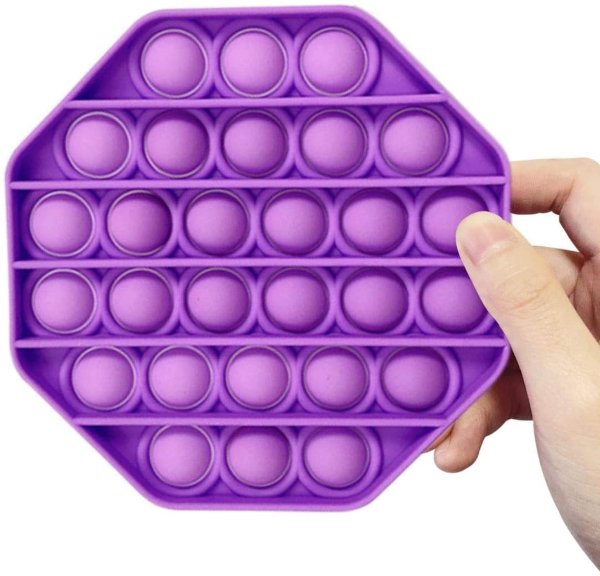 Push Pop Bubble Sensory Fidget Toy Stress Reliever Fidget Toy Anti-Anxiety Toy Squeeze Sensory Toy Tactile Logic Game for Kids, Family, and Friends (Purple)