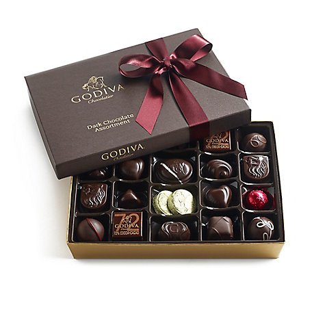 Assorted Dark Chocolate Gift Box, Wine Ribbon, 27 pc. | GODIVA