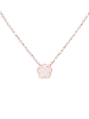 Flower 14K Rose Goldplated & Mother Of Pearl Necklace
