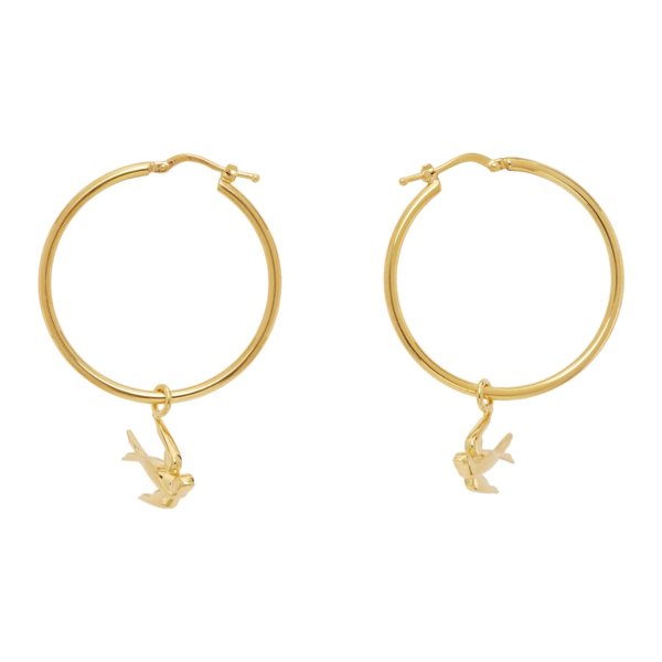 - Gold Swallow Hoop Earrings