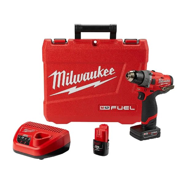 M12 FUEL 12-Volt Lithium-Ion Brushless Cordless 1/2 in. Hammer Drill Kit with 4.0 Ah and 2.0 Ah Battery and Hard Case