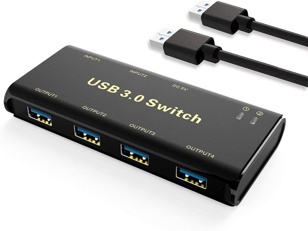 ABLEWE KVM Switcher Adapter 4 Port USB Peripheral Switcher Box Hub for Mouse