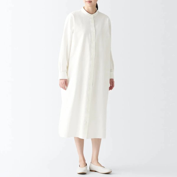 Women's Cotton Kapok Oxford Long Sleeve Dress